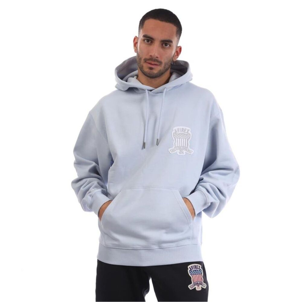 Avirex Mens Jackson Logo Polycotton Hoodie / Sky Blue